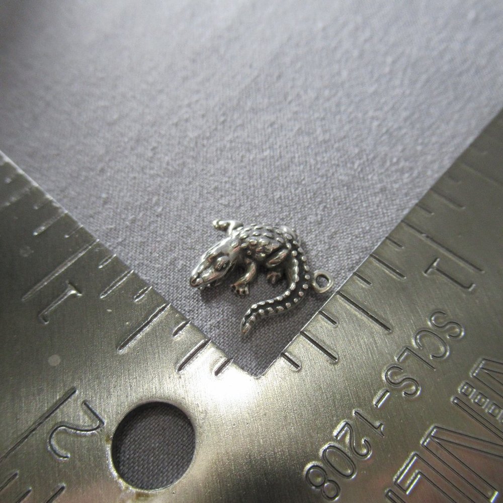 Wild Crocodile Charm, Artisan Cast Sterling Silver - Picture 5 of 6